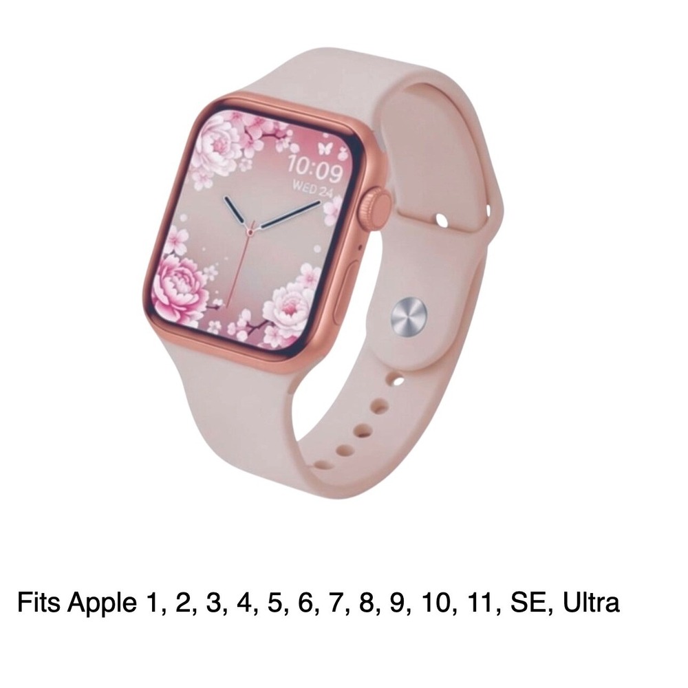 Apple iWatch Compatible Series Sporty Pink Silicone Watch Band 42/44/45/49mm